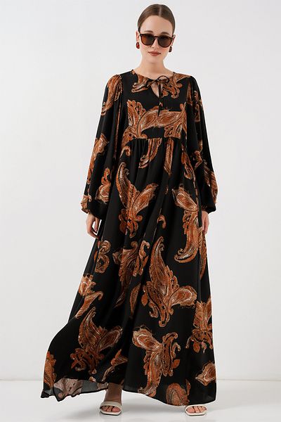 Bigdart Women's Balloon Sleeve Long Hijab Dress 2464 - M. Taba