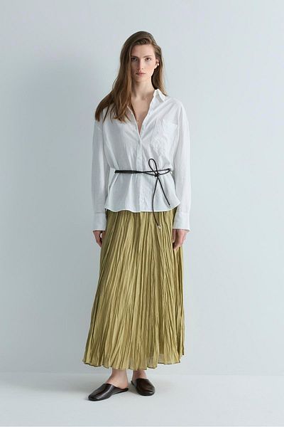 Suud Collection Green Rose Pleated Skirt
