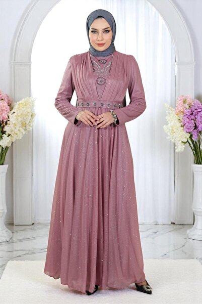 Missvalle Βραδινό φόρεμα με πέτρινο γκλίτερ με ντραπέ στήθος, αποξηραμένο τρι...