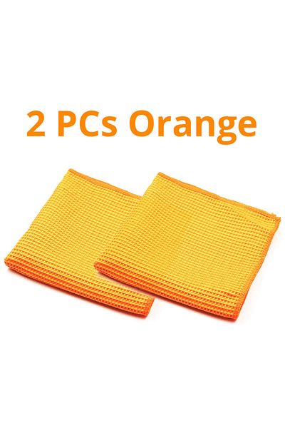 SEAMETAL Orange 2pcs 1 Pair Waffle Auto Towels Detailing Cleaning Cloth Car Rag Wash Towel Fast Dry Car Home