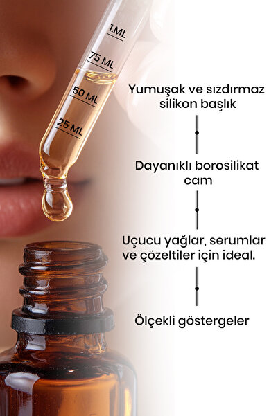 OnkaFarma Onka Farma 50 ml Cam Damlalıklı Metal Kapak 1 Adet 50 ml Şişeye Uygun Ölçekli