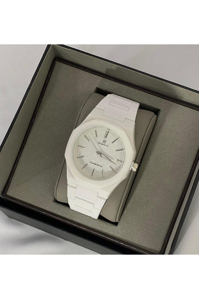 Rivoly Luxury Men's Quartz Watch with 40mm White Fiber Strap
