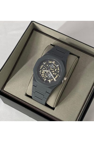 Rivoly Luxury Men's Quartz Watch with 40mm Grey Fiber Strap