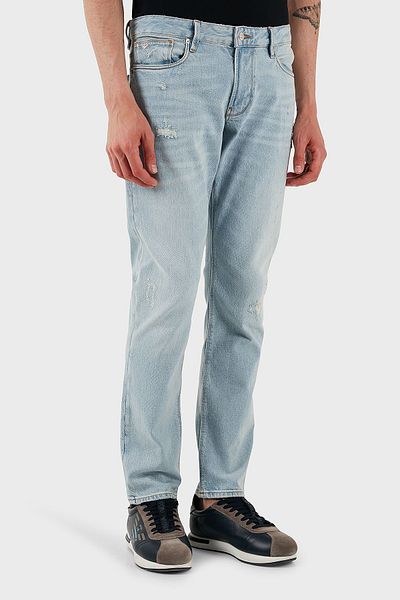Emporio Armani Men's Slim Fit Denim Fabric Stretch Cotton Skinny Leg Light Blue Jeans Em000121 Af13281-Mb003