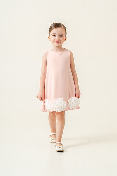 Eray Kids Κοριτσίστικο καλοκαιρινό φόρεμα βραδινό φόρεμα τριαντάφυλλο με λεπτομέρεια αμάνικο κομψό 5-8 ετών