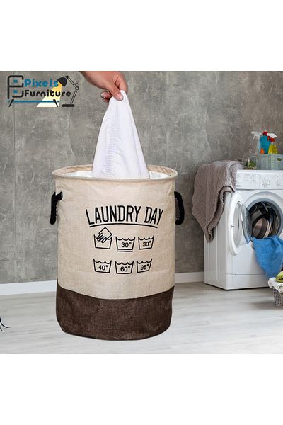 PixelsFurniture Pixel Furniture Multi-Purpose Foldable Fabric Laundry Basket 2-Piece Set