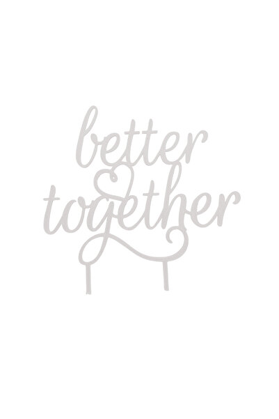 OEM Decoratiune tort, "BETTER TOGETHER", topper nunta 14,1 x 14 cm alb ivory