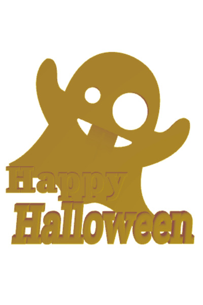 OEM Decoratiune "HAPPY HALOWEEN" the joking ghost, spirit vesel 16 x 16 cm auriu