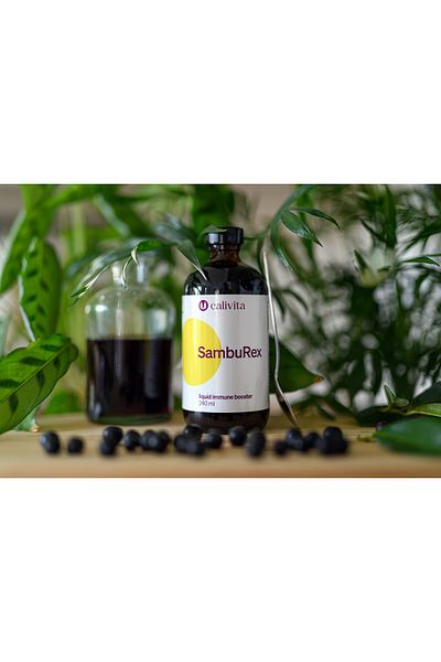 Calivita SambuRex Nutritional Immunity Complex Black Elderberry Echinacea Vitamin C Zinc (240 ml) - Calivita