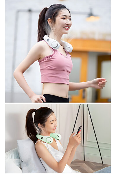 EN SİGA Led Dijital Ekran Yeni Nesil Bıçaksız Boyun Asma Fanı 3 Dişli Ayarlanabilir 360°rüzgar Çıkışı