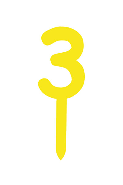 OEM Topper tort, "3", happy anniversary,150 X 53 mm galben