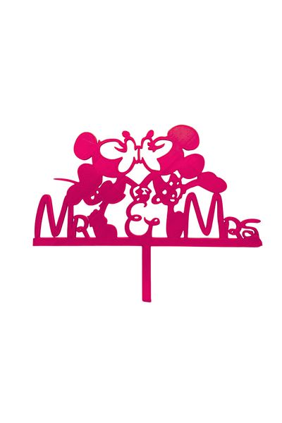 OEM Cake topper decoration, "Mr&Mrs, Mickey and Minnie", Disney model, 16.5 x 20 cm raspberry pink