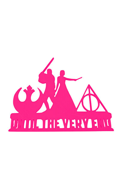 OEM Decoratiune topper tort nunta, Until the very end, roz zmeuriu 15 x 18 cm