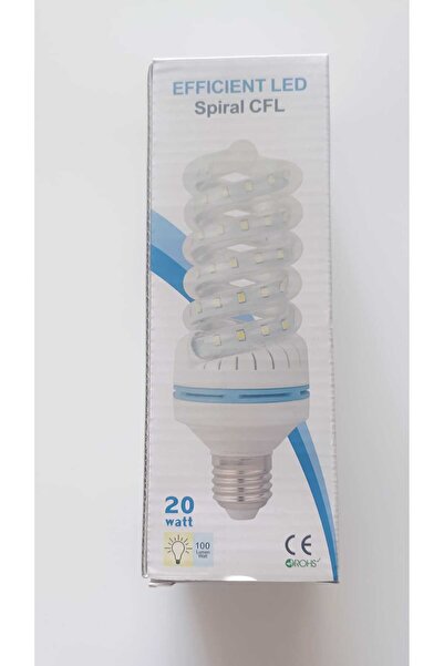 KRT 20w Enerji Tasarruflu E27 Duylu Spiral Şekilli Led Mısır Ampul - Sıcak Beyaz (GÜN IŞIĞI)