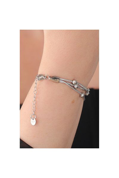 Skygo 316L Steel Silver Color Minimal Ball Figure Women's Bracelet - TJ-BB5142
