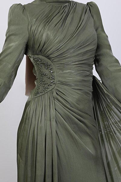 GİYZAMİLA Yaren Taş Detay Abiye Haki