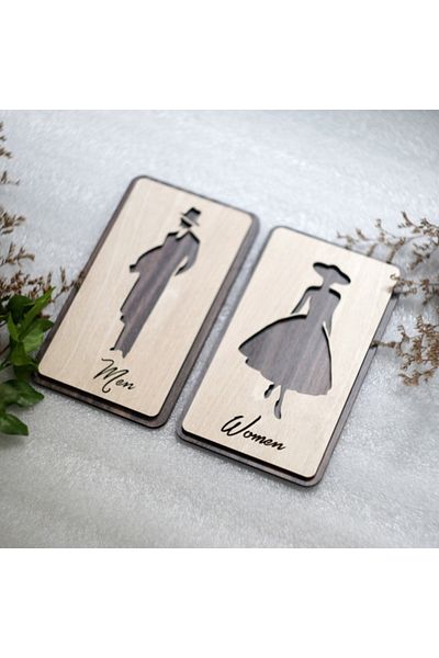 Mars Toilet Wc Sign Set of 2 Restaurants and Hotels Men Woman 12cm X 20 cm