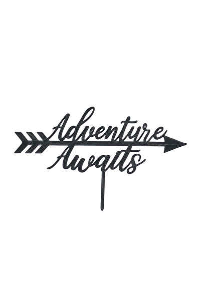 OEM Decoratiune topper tort "Adventures awaits" iubitori de calatorii, Negru ...