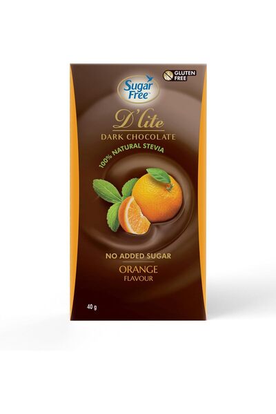 SUGAR FREE D'LITE لوح شوكولاتة داكنة بنكهة البرتقال، 40 غرام