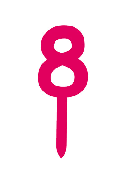 OEM Topper tort, "8", happy anniversary,150 X 57 mm roz zmeuriu