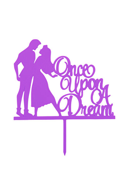 OEM Decoratiune topper tort nunta, Once upon a dream, mov 19 x 16 cm