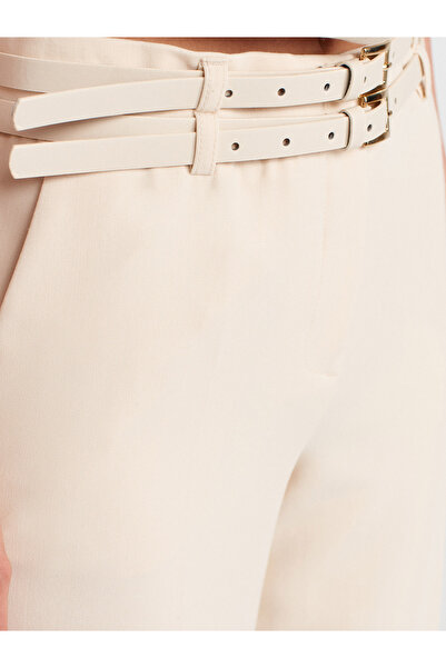 Dilvin 71654 Double Belted Trousers-Ecru