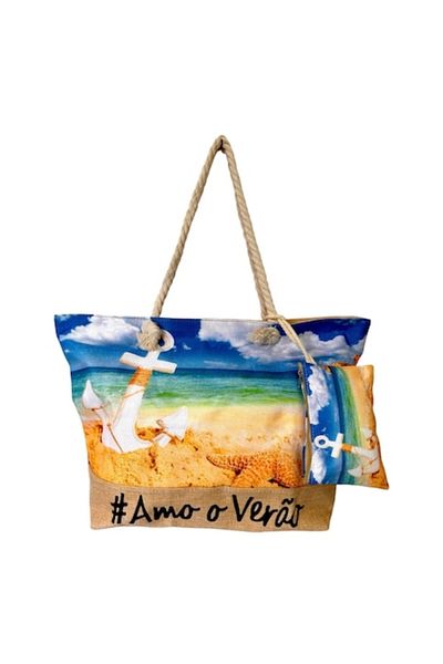 OEM Large Beach Bag with Summer Design and Matching Wallet