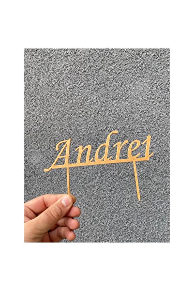 OEM Topper tort, "ANDREI", zi de nastere, aniversare 11,5 x 18,4 cm auriu
