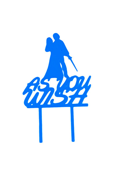 OEM Decoratiune topper tort nunta, As you wish, albastru 17 x 11 cm