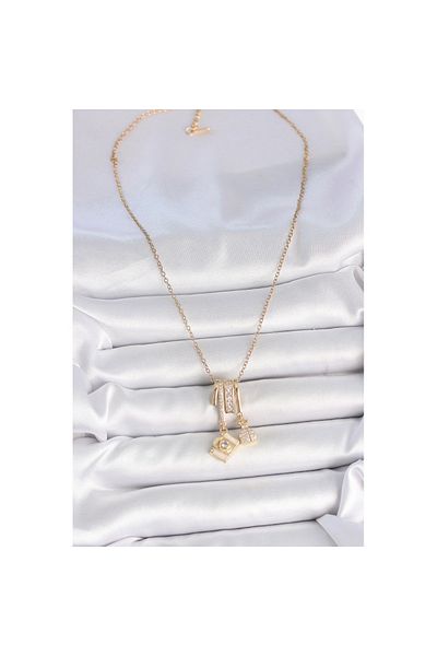 Skygo 316L Steel Gold Color Zircon Stone Dangle Camera Figure Charm Women's Necklace - Tj-Bko10097