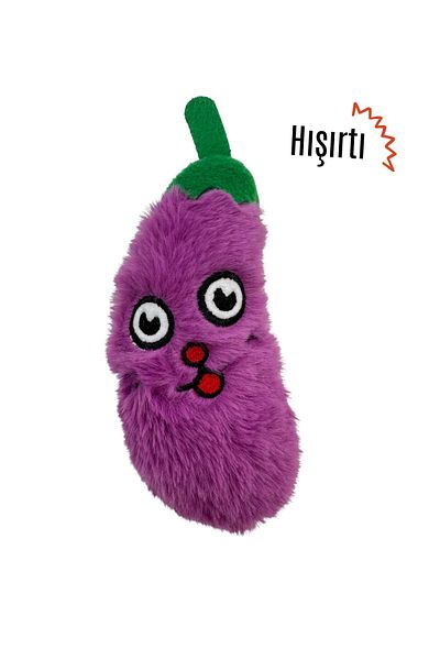 Miyav Plush Eggplant Cat Toy Catnip, Rustling Sound Cat Toy