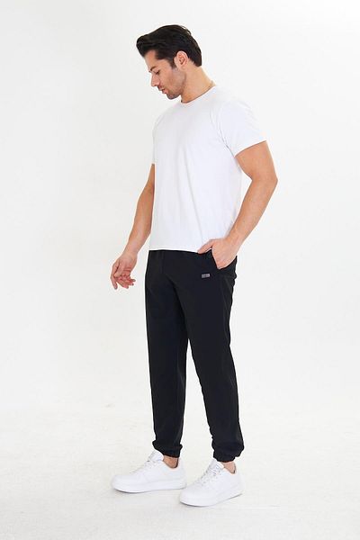 Marco Ferry Ανδρικό StretchFit ελαστικό μακρύ παντελόνι φούτερ μαύρο 2663-S