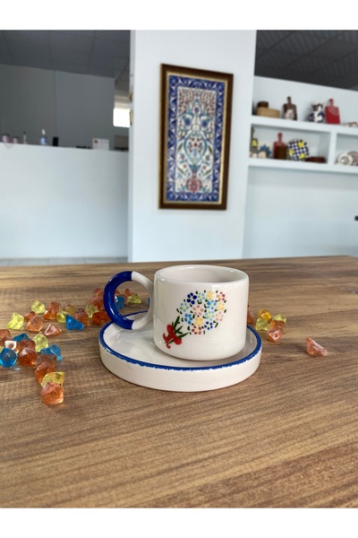 Çiçek buketi kahve fincanı seramik