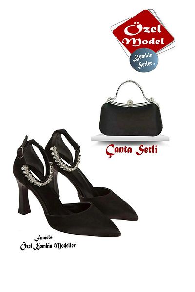 Famels Ankle Stone, Satin Heeled Evening Dress Shoes and Zircon Stone Chain and Armlet Bag Set