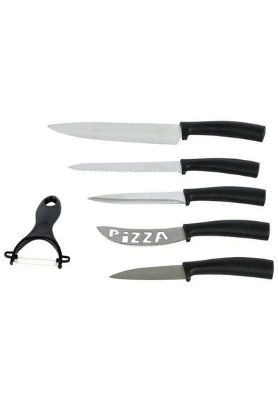 Axentia Set of 5 Stainless Steel Blade Knives Plus Vegetable Peeler with Ceramic Blade