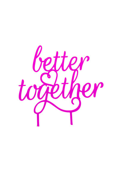 OEM Decoratiune tort, "BETTER TOGETHER", topper nunta 14,1 x 14 cm roz zmeuriu