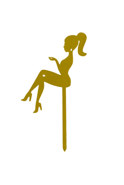 OEM Decoratiune topper tort "SILHOUETTE LADY", silueta femeie, auriu 18.5 x 1...