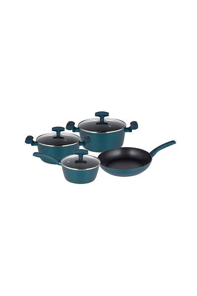 Michelino Cookware Set, 7 Pieces, Forged Aluminum, Non-Stick Coating, Turquoise