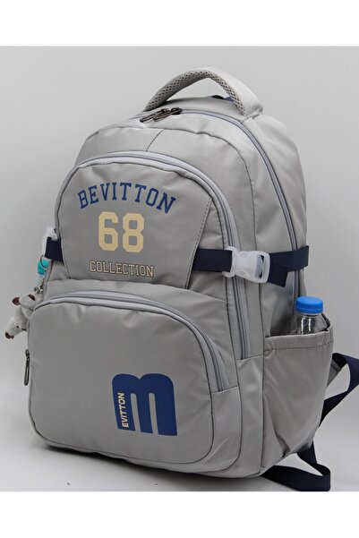 Bevitton Bvt-34500 Su Itici Kumaş Okul Çantası Gri-lacivert Okul Sırt Çantası