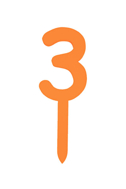 OEM Topper tort, "3", happy anniversary,150 X 53 mm portocaliu