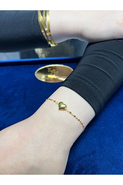 kuyumcu nurettin 1,20 gr (Gram) Aynalı Kalp Bileklik Künye 14 Ayar Altın (yeş...