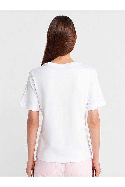 Dilvin 31763 Crew Neck T-Shirt-White