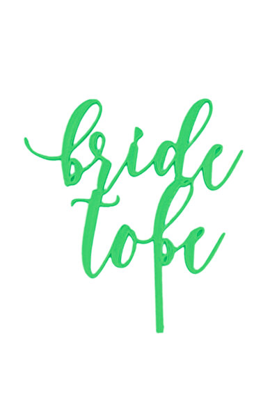 OEM Decoratiune topper tort "Bride to be", Verde, 14 cm