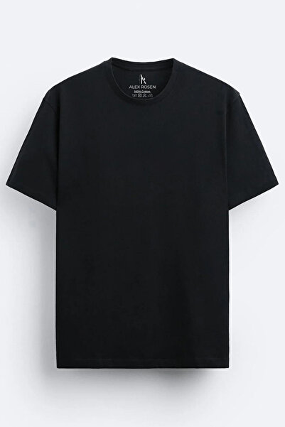 Alex Rosen Tricou negru supradimensionat din jerseu simplu 100% bumbac - deco...