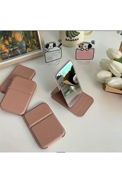 SİNKA Makyaj Aynası Taşınabilir Deri Kılıflı Mini Cep Katlanabilir Makyaj Aynası