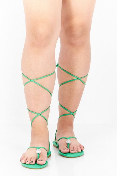 INC Women Toggle Closure Open Toe Flats, Green