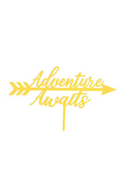 OEM Decoratiune topper tort "Adventures awaits" iubitori de calatorii, Galben...