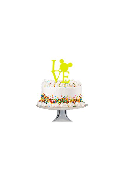 OEM Cake topper decoration, "LOVE", the magic of love Mickey Mouse model, 10 x 9 cm yellow