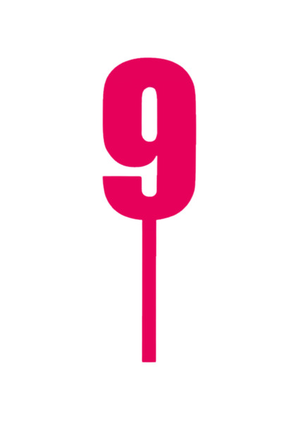 OEM Topper tort, "9", happy birthday,100 X 31 mm roz zmeuriu