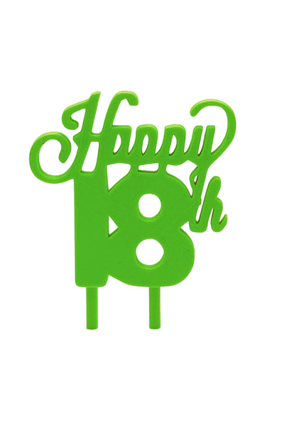 OEM Decoratiune topper tort "HAPPY 18", verde 10 x 7.5 cm